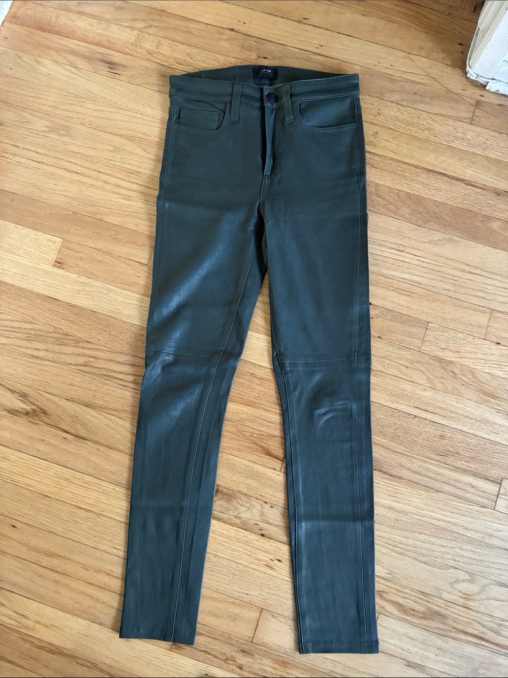 Joe’s Skinny forest green Leather Jeans in Dark Green size 25